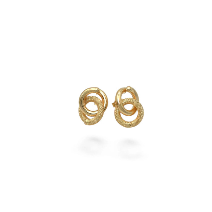 Orecchini Oro Giallo 18kt Cerchi Snodati Lucidi e Godronati 2 cm - 4,3 gr