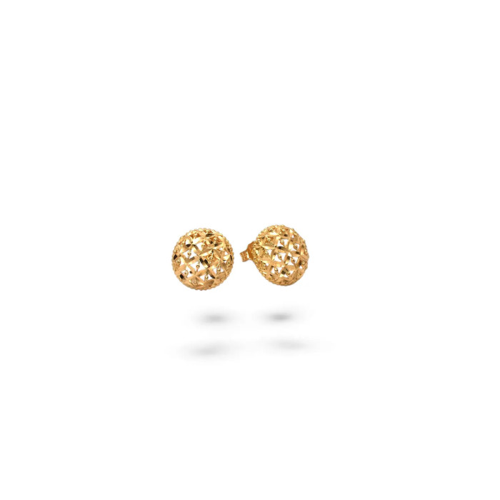 Orecchini a Lobo Oro Giallo 18kt Bottone Traforato Floreale 1,5 cm - 4,00 gr