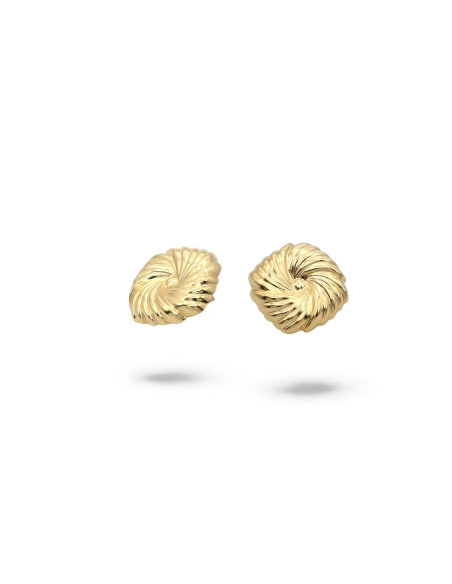 Orecchini a Lobo Oro Giallo 18kt Bottone a Vortice Ondulato 2 cm - 5,5 gr