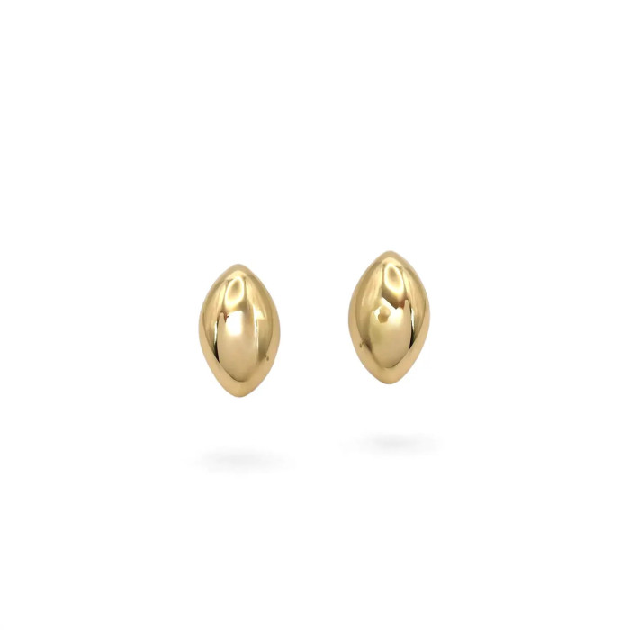 18kt Yellow Gold Stud Earrings – Polished Domed Navette – 2 cm – 2.1 g
