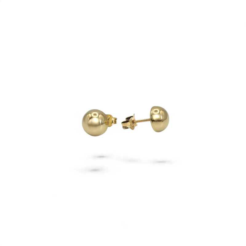 Ohrstecker aus 18-karätigem Gelbgold, gewölbte Halbkugel, poliert, 1 cm – 2,5 g