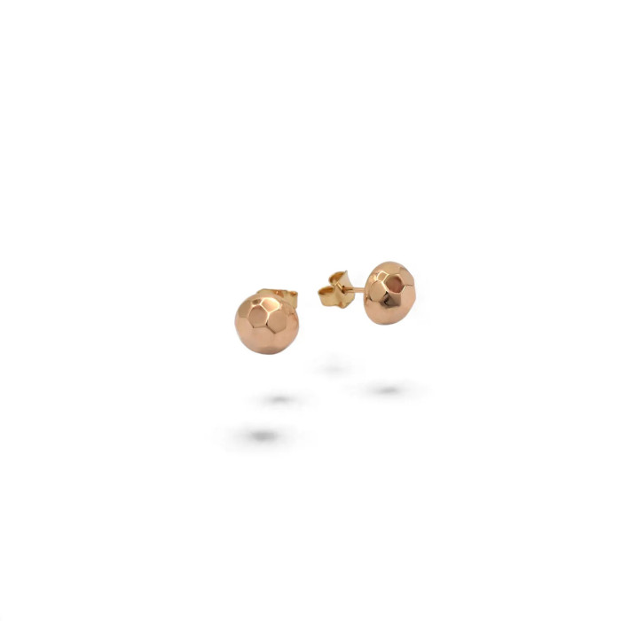 Orecchini a Lobo Oro Rosa 18kt Mezza Sfera Facettata 0,8 cm - 1,7 gr