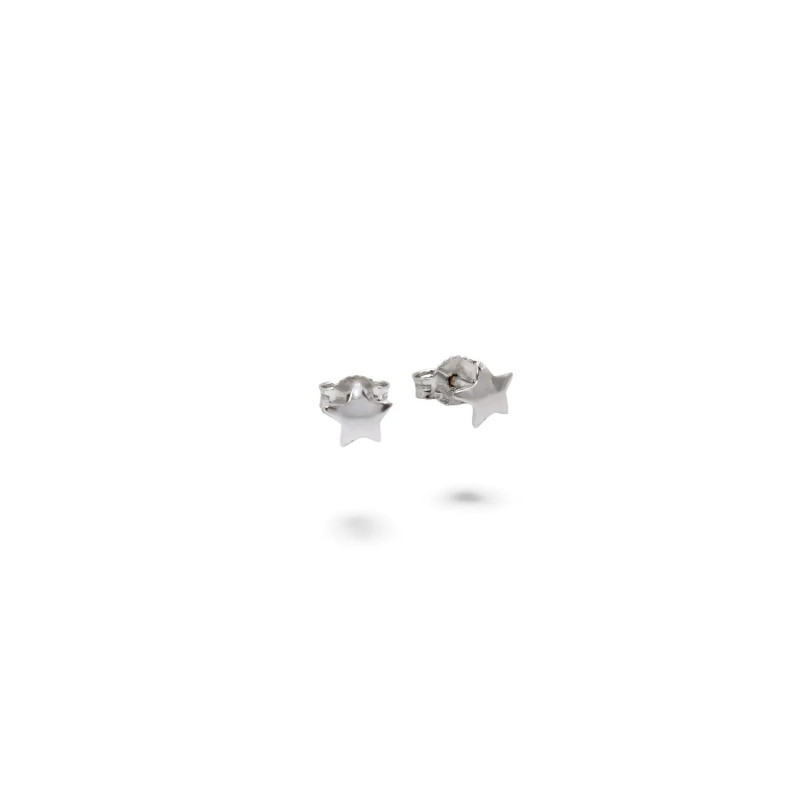 18kt White Gold Stud Earrings – Polished Domed Star (0.5 cm) – 1.1 g