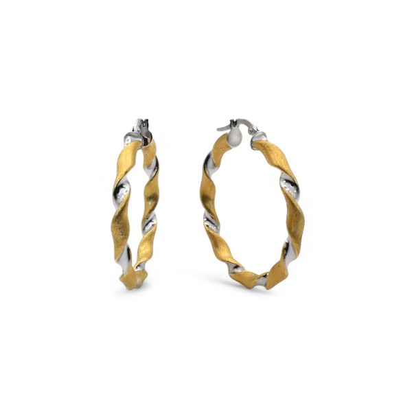 Orecchini a cerchio in oro giallo e bianco 18kt