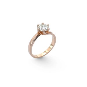 Anello solitario in oro rosa a sei griffe ct.1.54