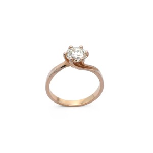 Anello solitario in oro rosa a sei griffe ct.1.54 2