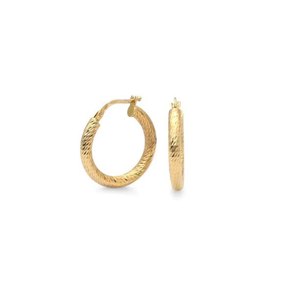 18kt yellow gold knurled hoop earrings