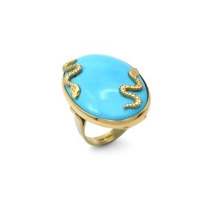 Anello Stella Maris - Turchese Naturale e Oro Giallo 18kt