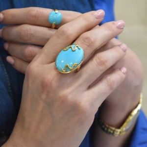 Stella Maris Ring - Natural Turquoise and 18kt Yellow Gold 2