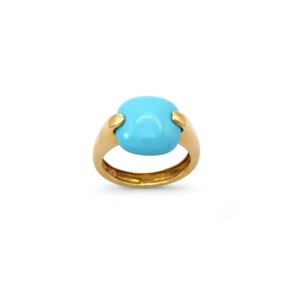 Anello Stella Maris - Turchese Naturale Cushion e Oro Giallo 18kt