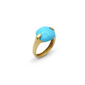 Anello Stella Maris - Turchese Naturale Cushion e Oro Giallo 18kt