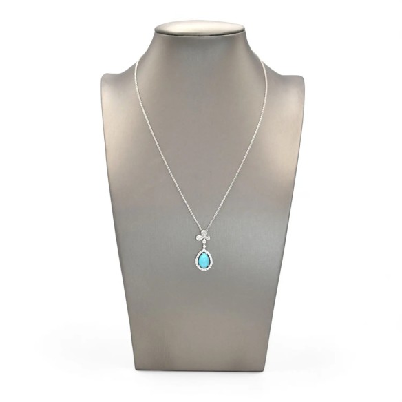 Stella Maris Necklace - 18kt White Gold, Diamonds and Natural Turquoise