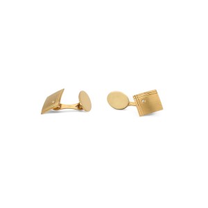 Gemelos de oro amarillo satinado/pulido con diamantes