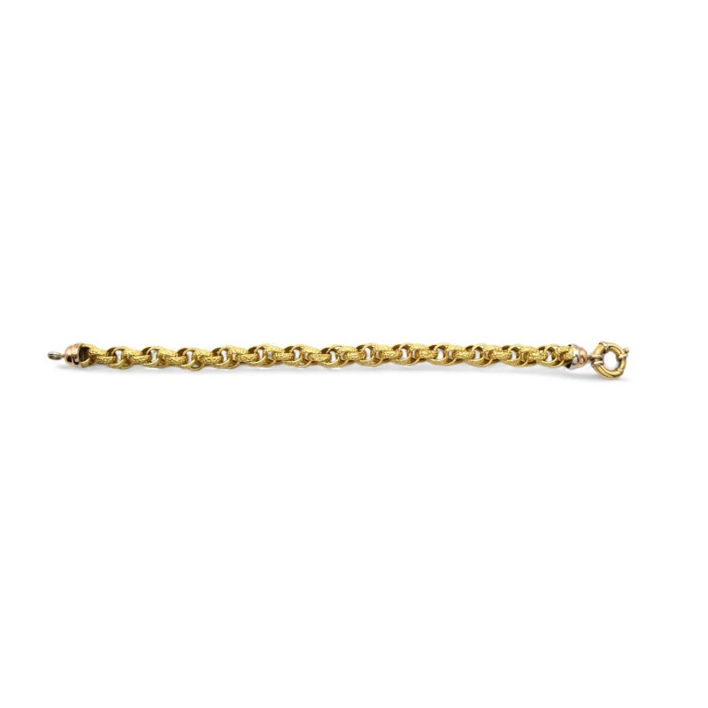 Pulsera Mujer Oro Amarillo 18kt Malla Texturizada 21 cm