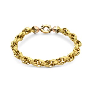 Bracciale Donna Oro Giallo 18kt  Maglia Testurizzata 21 cm