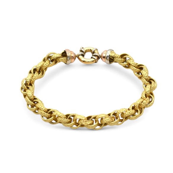 Pulsera Mujer Oro Amarillo 18kt Malla Texturizada 21 cm