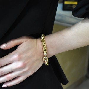 Bracciale Donna Oro Giallo 18kt  Maglia Testurizzata 21 cm 2