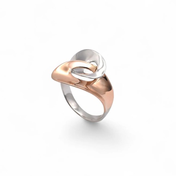 Anello Donna Oro Bianco e Rosa 18k