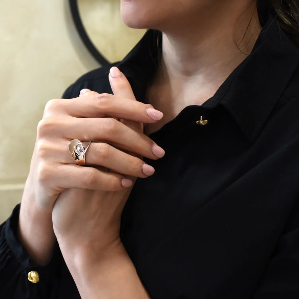 Anello Donna Oro Bianco e Rosa 18k