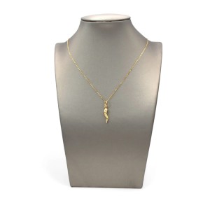 Colgante de cuerno de la suerte rayado en oro amarillo de 18 kt 2