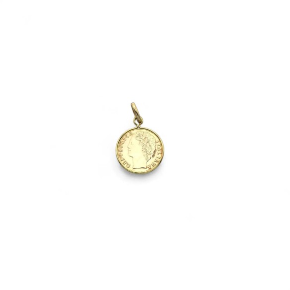Colgante Fortuna de 100 liras en oro amarillo de 18 kt (19 mm)