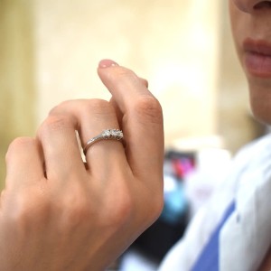 Trilogie-Ring aus Weißgold, ct. 0,38 2