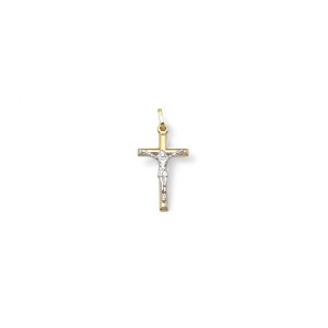 Zweifarbiger Kruzifix-Anhänger aus 18 Karat Gold – 3 cm