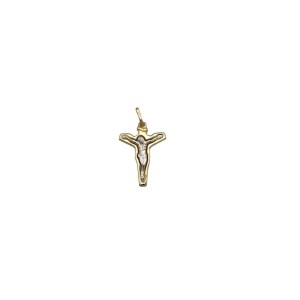 Ciondolo Crocifisso Bicolore Oro Giallo e Bianco 18kt - 3cm
