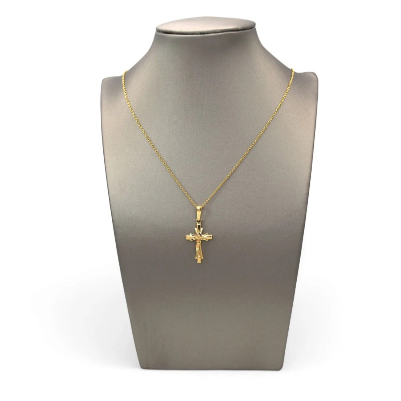 Klassischer Kruzifix-Anhänger aus 18 Karat Gelbgold – 3 cm