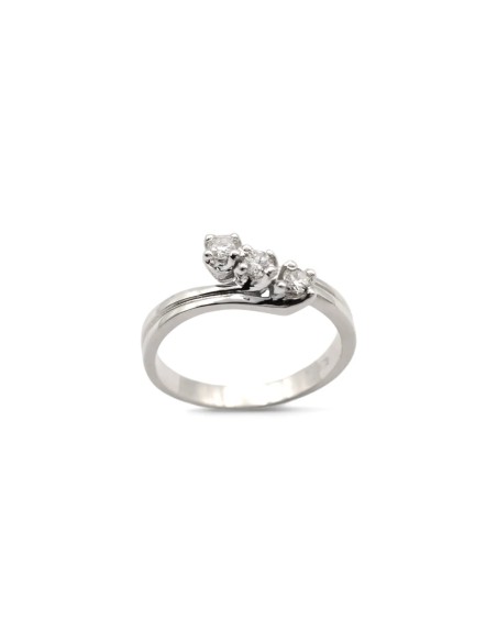 Anillo trilogía Contrariè en oro blanco ct. 0.33