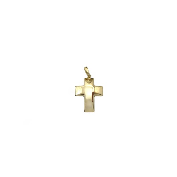 Gewölbter Kreuzanhänger aus 18 Karat Gelbgold – 3 cm
