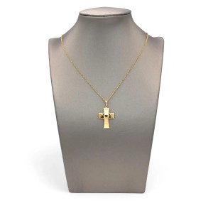 Gewölbter Kreuzanhänger aus 18 Karat Gelbgold – 3 cm 2