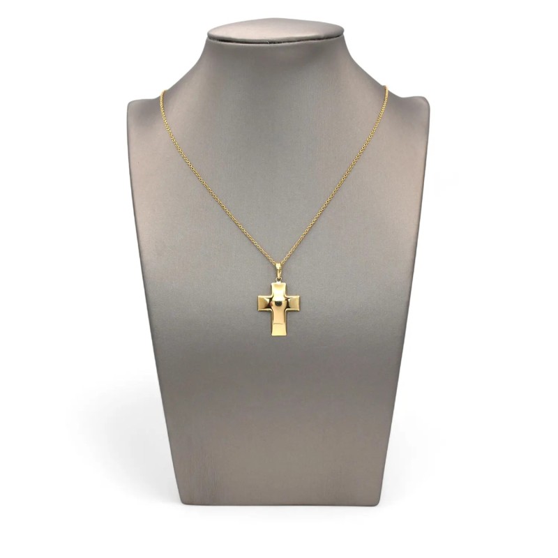 Gewölbter Kreuzanhänger aus 18 Karat Gelbgold – 3 cm
