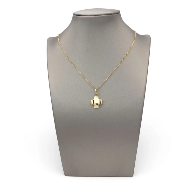 Wendbarer quadratischer Kreuzanhänger aus 18 Karat Gold – 2 cm