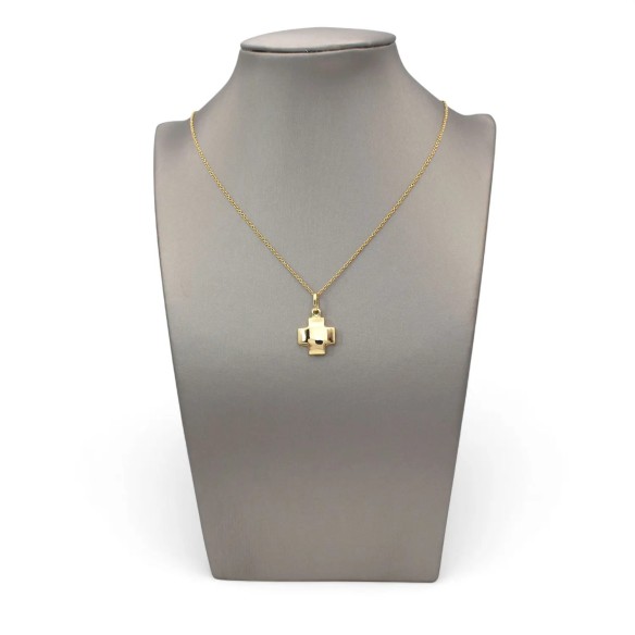 Wendbarer quadratischer Kreuzanhänger aus 18 Karat Gold – 2 cm