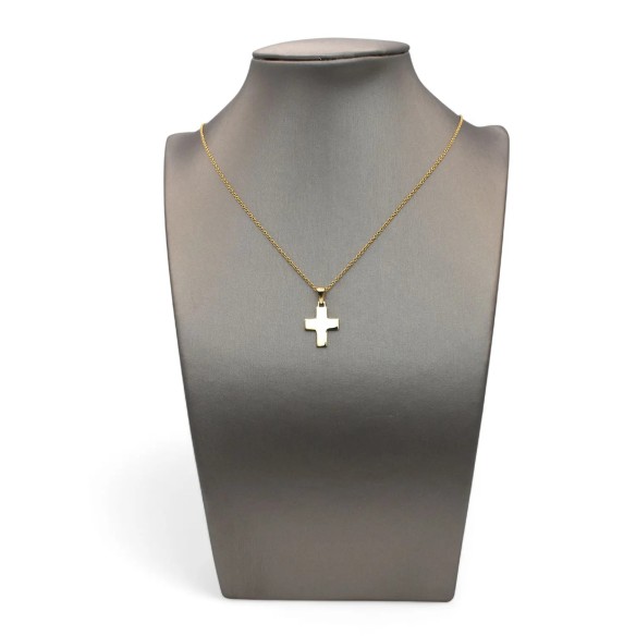 Einfacher Kreuzanhänger aus 18 Karat Gelbgold – 2 cm