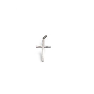 Colgante de cruz labrada en oro blanco de 18 kt - 3,5 cm