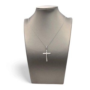 Gearbeiteter Kreuzanhänger aus 18 Karat Weißgold – 3,5 cm 2