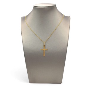 Kreuzanhänger aus 18 Karat Gelbgold, glatt und satiniert, 3,5 cm 2