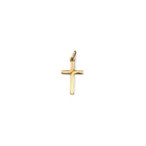 Kreuzanhänger aus 18 Karat Gelbgold, glatt und satiniert, 3,5 cm
