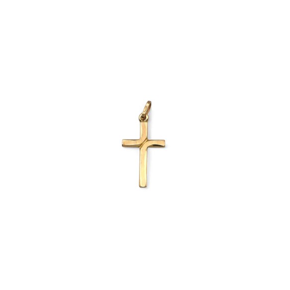Kreuzanhänger aus 18 Karat Gelbgold, glatt und satiniert, 3,5 cm