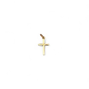 Kreuzanhänger aus 18 Karat Gelbgold, glatt und satiniert, 2,5 cm