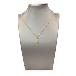 Kreuzanhänger aus 18 Karat Gelbgold, glatt und satiniert, 2,5 cm 2