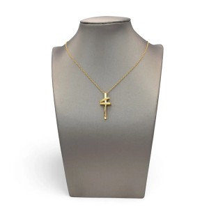 Colgante de cruz labrada en oro amarillo de 18 kt - 3 cm 2