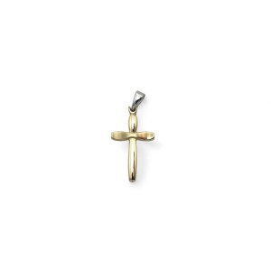 18kt Gold Two-Tone Cross Pendant - 4cm