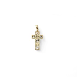 18kt Gold Two-Tone Star-Shaped Cross Pendant - 4cm