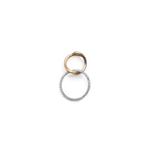 18kt Rose and White Gold Two Intertwined Circles Pendant with Zirconia