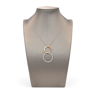 18kt Rose and White Gold Two Intertwined Circles Pendant with Zirconia 2