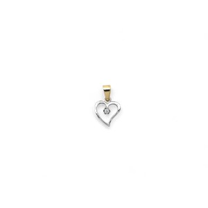 Ciondolo Cuore Bicolore con Zircone Oro 18kt - 2cm