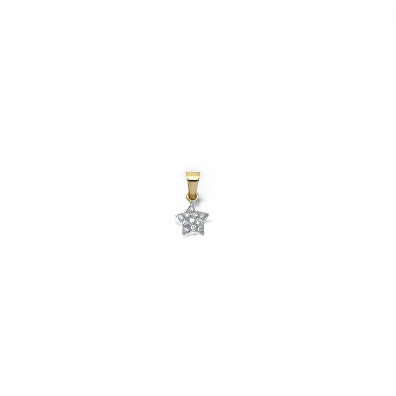 Ciondolo Stella Bicolore Oro 18kt con Zirconi | 2cm